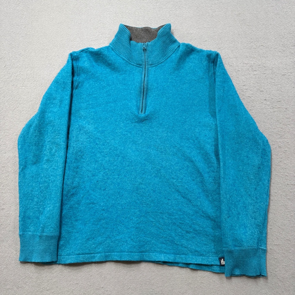 The North Face Sweater Men's XL Blue Knit Mockneck Quarter Zip Pullover Gorpcore